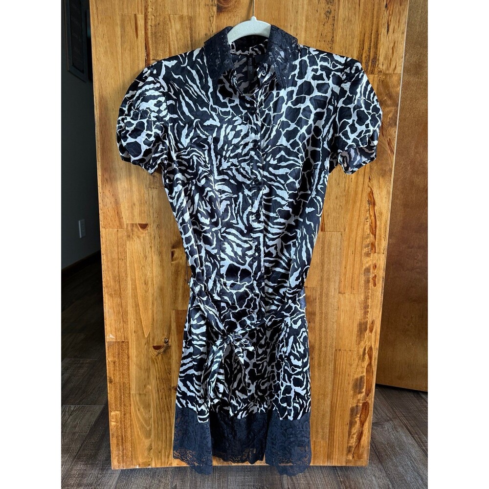 Bisou Bisou Shirt Dress Sz. Small Black & White